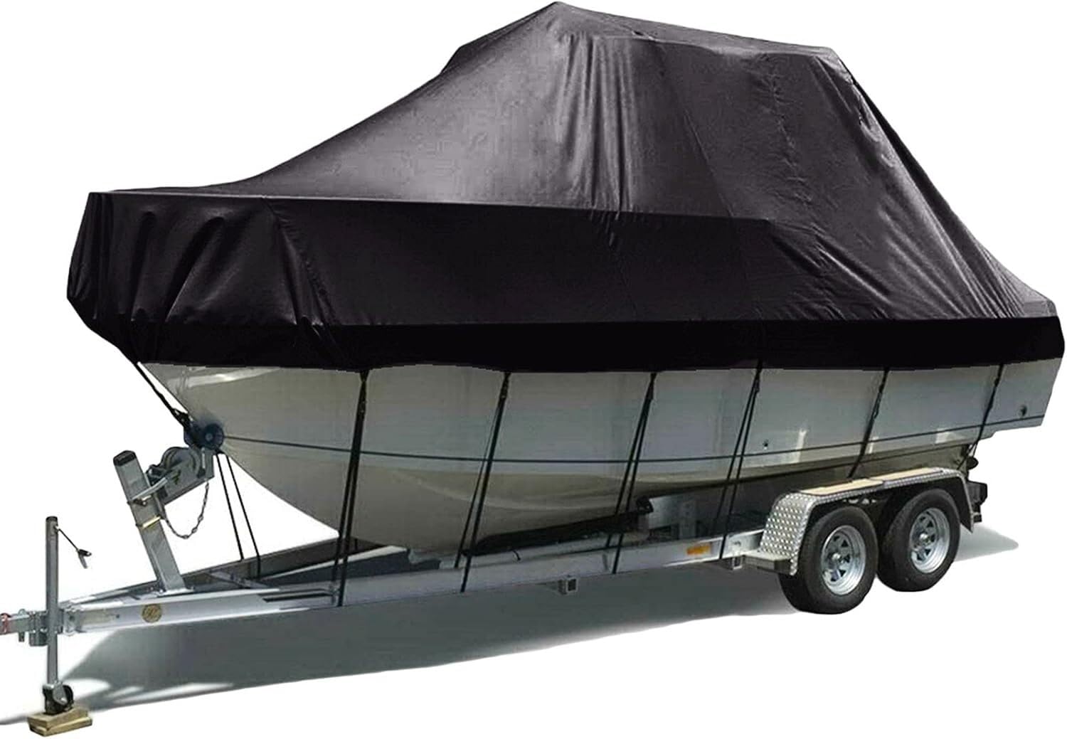 420D Bootsabdeckung for Bassboote, schleppbar und UV-beständig, passend for Dreirumpf-V-Rumpf-Angelbuggys Schutzhülle(17-19FT) von SSDDLZEQ