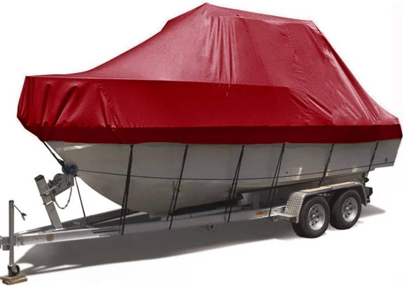 600D Hochleistungs-Bootsabdeckung for Bass-Boote, Allwetterschutz, abschleppbares Polyester-Oxford-Material, rote Farbe Schutzhülle(19~21FT~V) von SSDDLZEQ