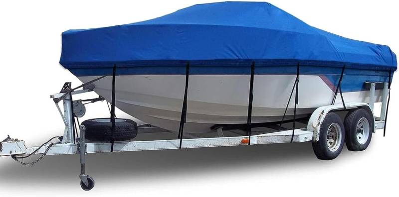 Bootsabdeckung for V-Rümpfe, Tri-Hull-Fischer- und Skiboote, Flachboot, 420D, fahrbare Bootsabdeckung Schutzhülle(17~19FT) von SSDDLZEQ