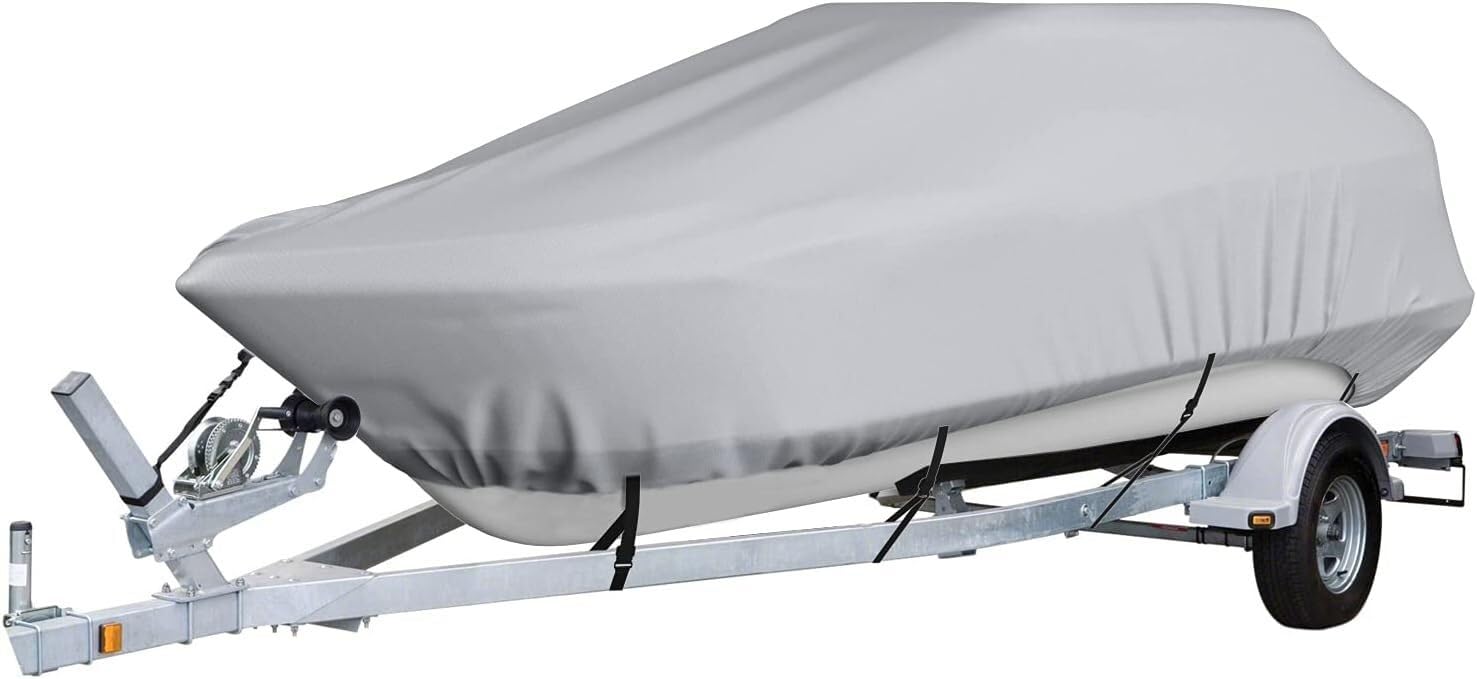 Bootsabdeckung for die Mittelkonsole aus 600D Oxford-Stoff for V-Boote mit Grauer Abdeckung und Material in Marinequalität Schutzhülle(17~19ft) von SSDDLZEQ
