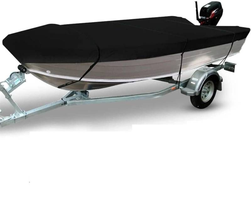 Schwarze 210D-Anhänger-Bootsabdeckung for offene Angel- und Skiboote. Robuste Bootsabdeckung for Schutz und Haltbarkeit. Schutzhülle(11-13FT) von SSDDLZEQ