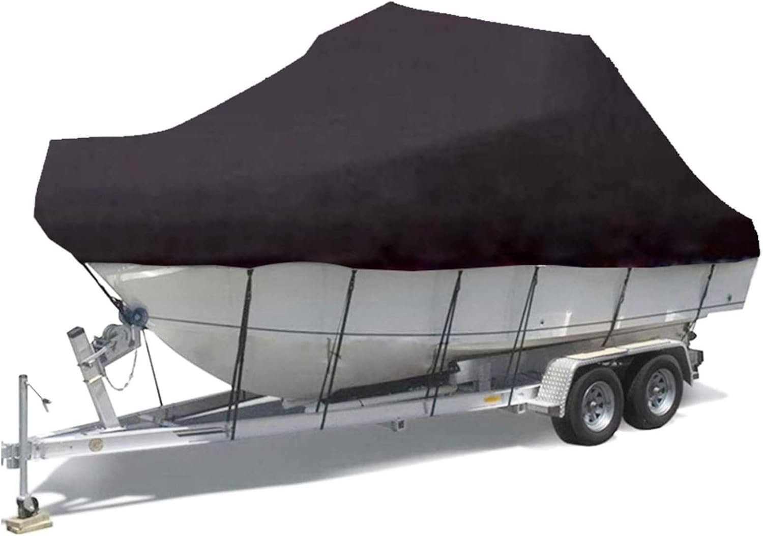 Strapazierfähige Anhängerabdeckung aus 600D Oxford-Stoff for Tone-Boote, schwarz, geeignet for UV-Schutz, inkl. PVC-Silberbeschichtung Schutzhülle(20~22FT~V) von SSDDLZEQ