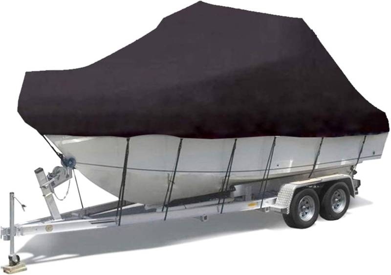 Strapazierfähige Anhängerabdeckung aus 600D Oxford-Stoff for Tone-Boote, schwarz, geeignet for UV-Schutz, inkl. PVC-Silberbeschichtung Schutzhülle(20~22FT~V) von SSDDLZEQ