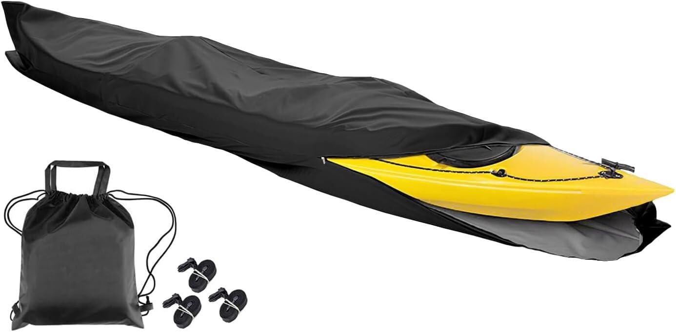 Vollständige Kajakabdeckung, wasserdicht, UV-beständig, 420D, Kajak-/Kanu-Abdeckung for die Lagerung im Innen- und Außenbereich, Kajak, Boot, Kanu, Sonnenschutz, Lagerung, Staubschutz(Black,16FT) von SSDDLZEQ