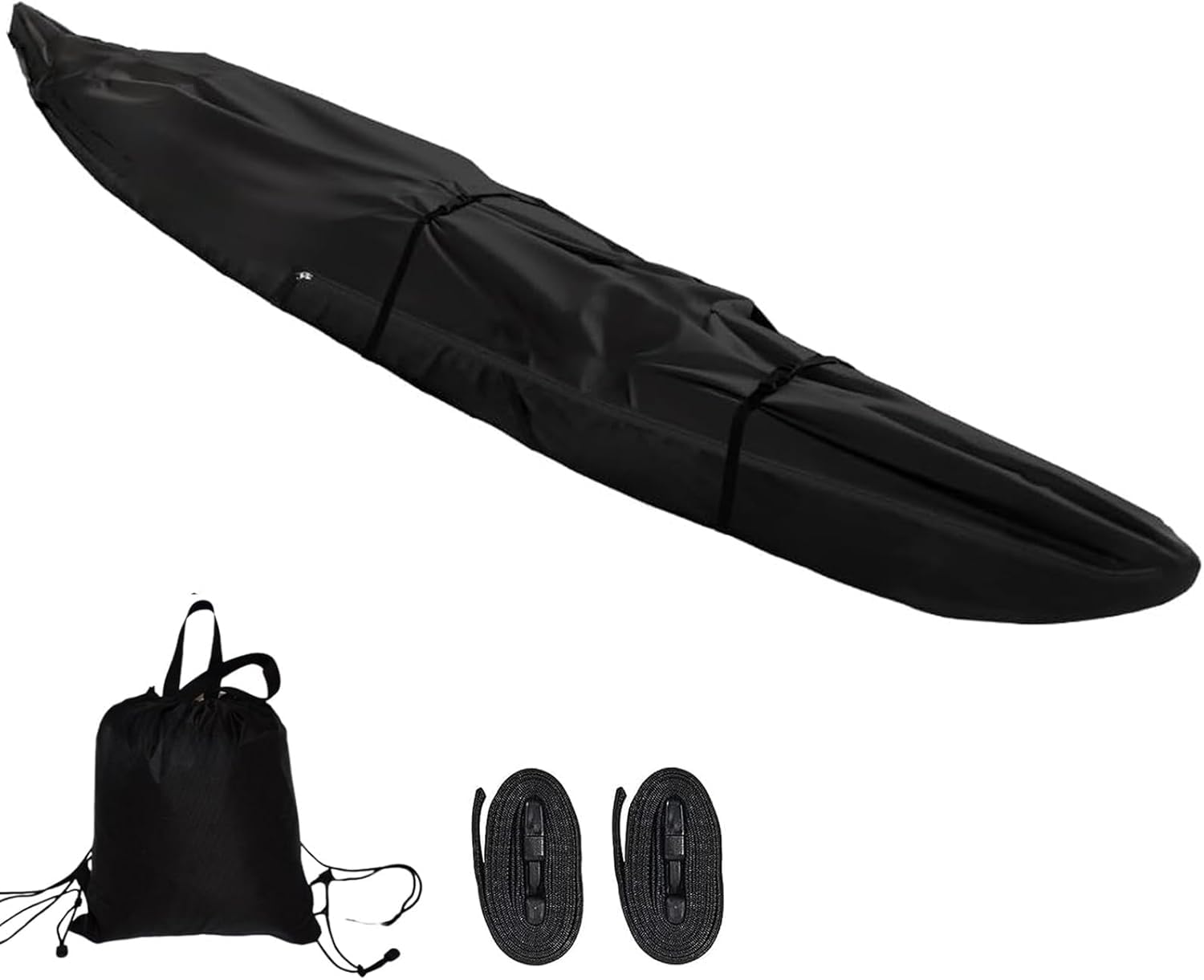 Vollständige Kajakabdeckung, wasserdicht, UV-beständig, 420D, Kajak-/Kanu-Abdeckung for die Lagerung im Innen- und Außenbereich, Kajak, Boot, Kanu, Sonnenschutz, Lagerung, Staubschutz(Black,16FT) von SSDDLZEQ