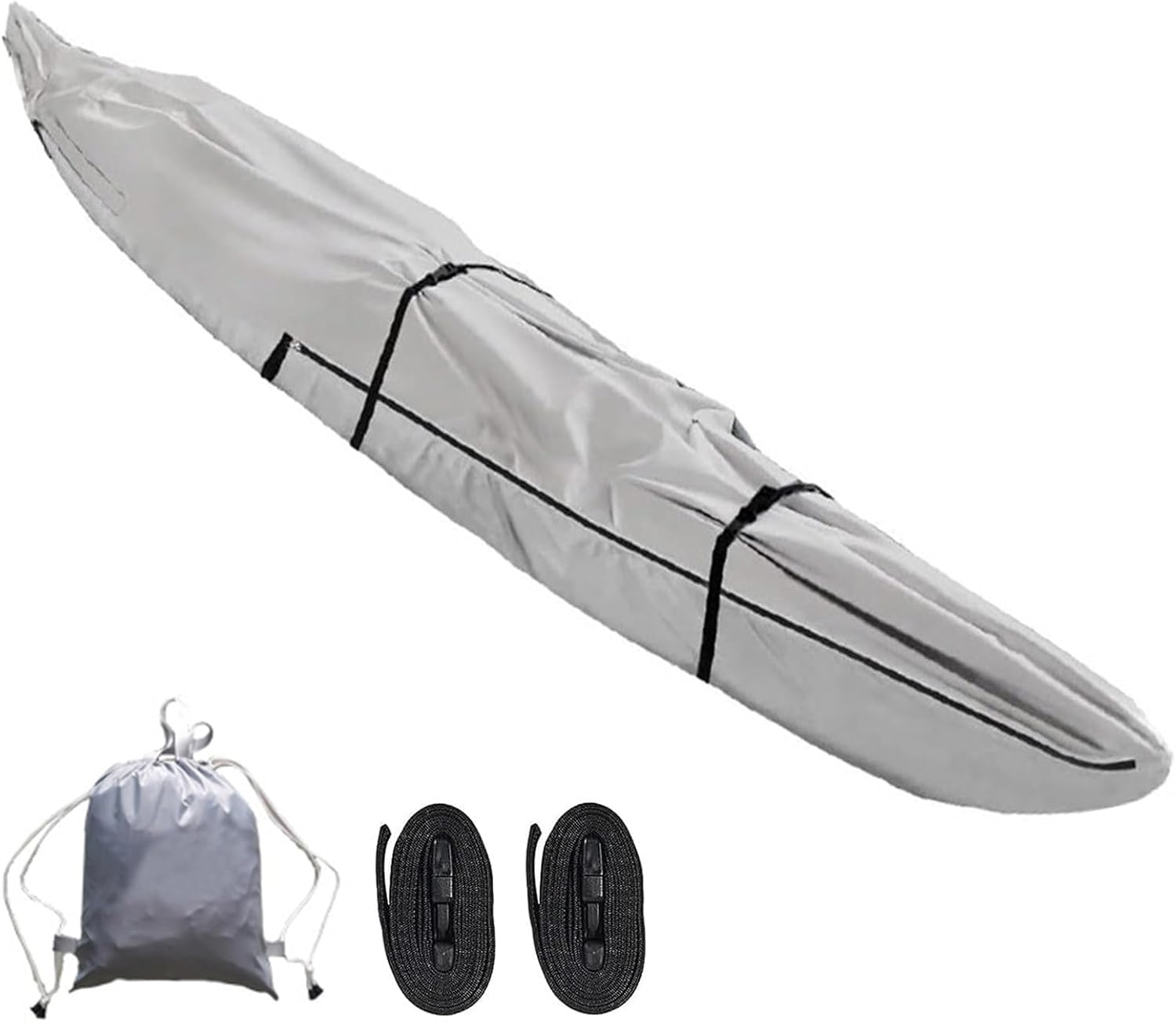Vollständige Kajakabdeckung, wasserdicht, UV-beständig, 420D, Kajak-/Kanu-Abdeckung for die Lagerung im Innen- und Außenbereich, Kajak, Boot, Kanu, Sonnenschutz, Lagerung, Staubschutz(Grigio,18FT) von SSDDLZEQ