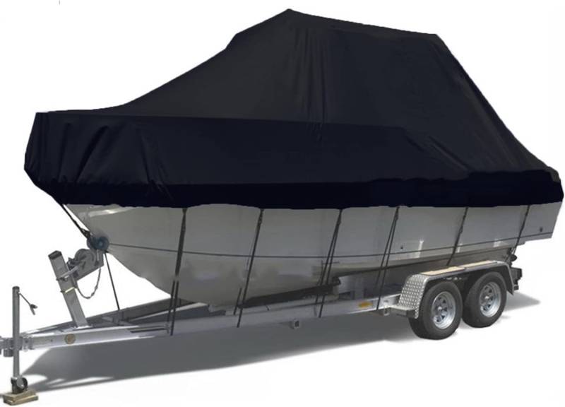 wasserdichte Bootsabdeckung 210D UV-beständig und reißfest V-förmiger Rumpf TRI Hull Runabout Pro Style Bassboot Schutzhülle(11 * 13FT) von SSDDLZEQ