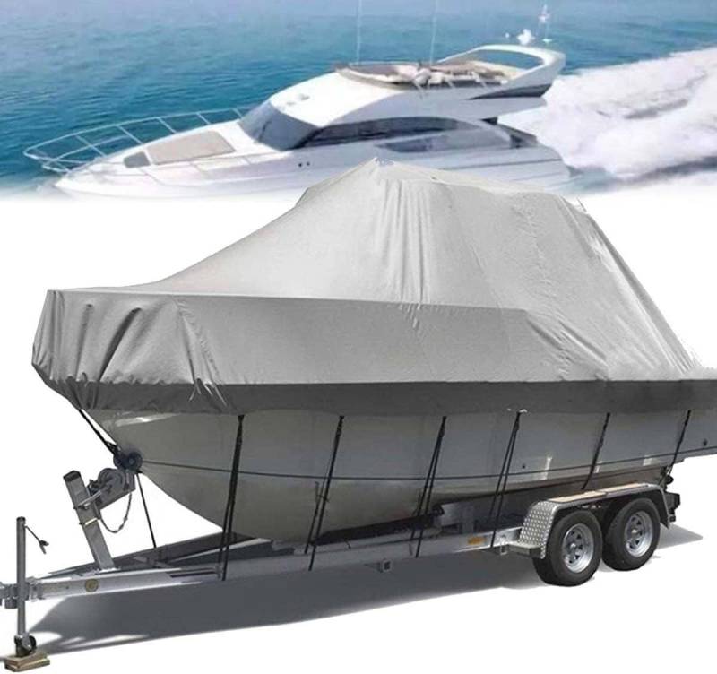 wasserdichte Bootsabdeckung 210D UV-beständig und reißfest V-förmiger Rumpf TRI Hull Runabout Pro Style Bassboot Schutzhülle(11 * 13FT) von SSDDLZEQ