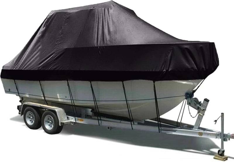 wasserdichte Bootsabdeckung 210D UV-beständig und reißfest V-förmiger Rumpf TRI Hull Runabout Pro Style Bassboot Schutzhülle(11 * 13FT) von SSDDLZEQ