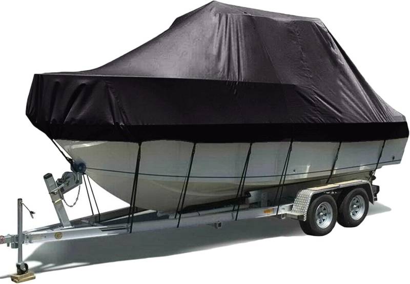 wasserdichte Bootsabdeckung 210D UV-beständig und reißfest V-förmiger Rumpf TRI Hull Runabout Pro Style Bassboot Schutzhülle(11 * 13FT) von SSDDLZEQ