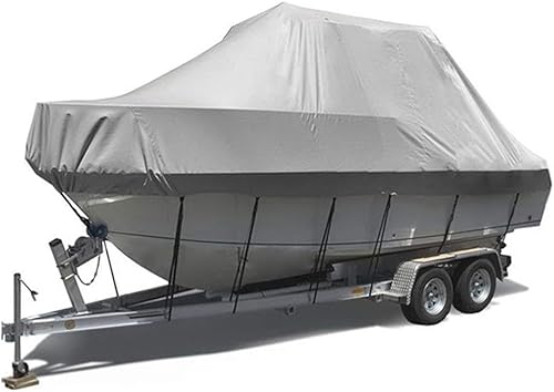 wasserdichte Bootsabdeckung 210D UV-beständig und reißfest V-förmiger Rumpf TRI Hull Runabout Pro Style Bassboot Schutzhülle(17 * 19FT) von SSDDLZEQ