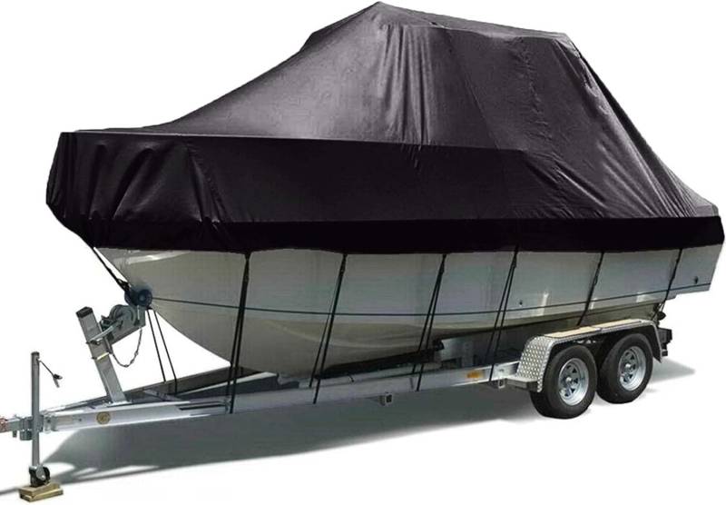 wasserdichte Bootsabdeckung 210D UV-beständig und reißfest V-förmiger Rumpf TRI Hull Runabout Pro Style Bassboot Schutzhülle(20 * 22FT) von SSDDLZEQ