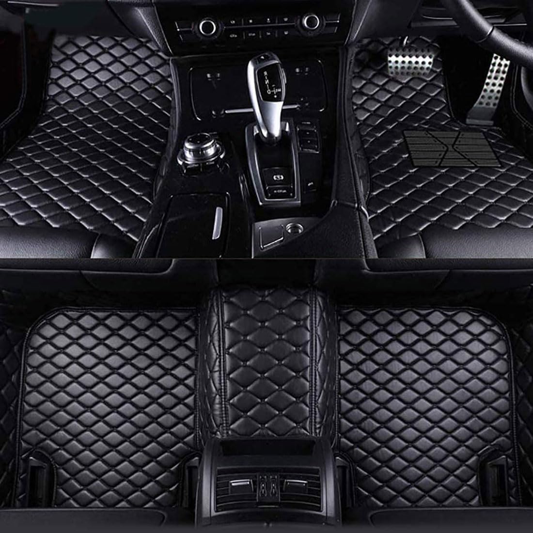 Auto FußMatten Leder Fussmatten Set FüR KIA Sportage 2012-2017, Vorne Hinten Automatten wasserdichte Anti-Rutsch FußMatte Bodenmatte Protector ZubehöR,A/Black von SSIMOO