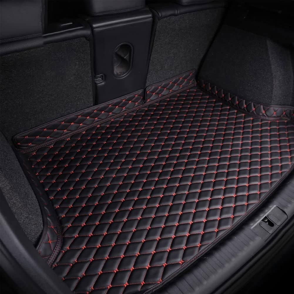 Auto Leder Kofferraummatten für Lexus UX 250h Hybrid 2019-2022, Kofferraumwanne Kofferraum Schutzmatte Wasserdicht Kratzfest Cargo Teppich ZubehöR,C/Black~red von SSIMOO