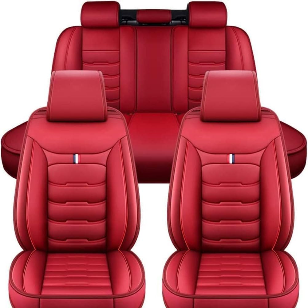 SSIMOO Auto Sitzbezüge Set Autositzbezüge für Hyundai Tucson 2000-2024, Vorne Und Hinten Leder Auto-Schonbezüge Wasserdicht Zubehör Innenraum,C/Red von SSIMOO