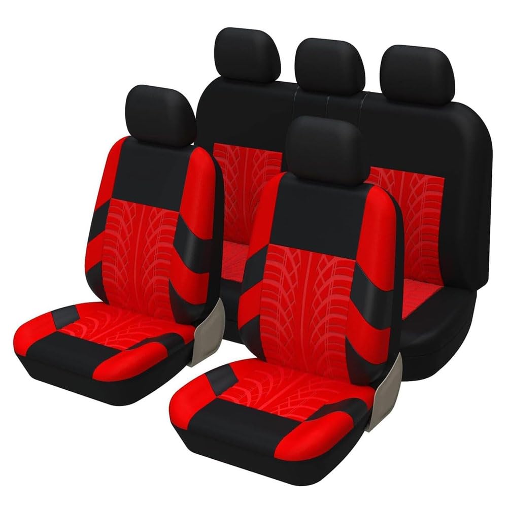 SSIMOO Sitzbezüge Auto Set Autositzbezüge für Hon-da Civic Hatchback Sedan Coupe EXT, Vorne Und Hinten Auto-Schonbezüge Stoff Sitzbezug Innenraum Zubehör,B/Red von SSIMOO