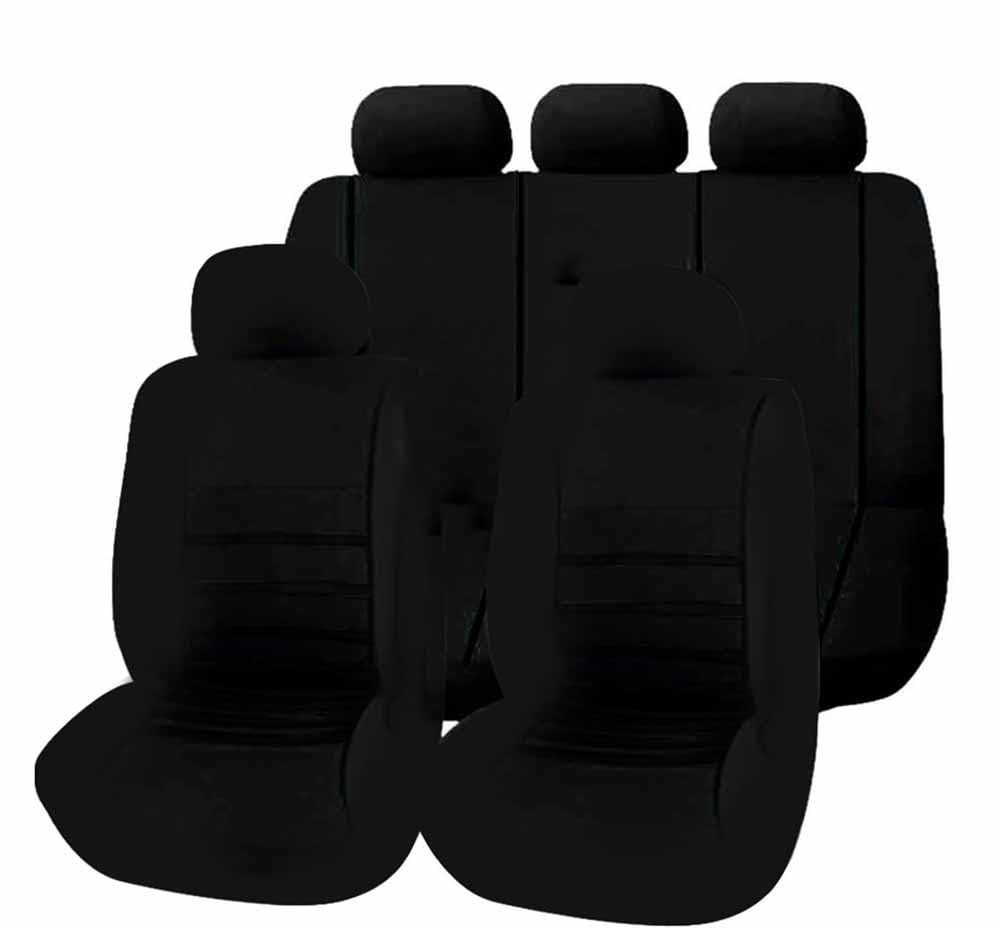 SSIMOO Sitzbezüge Auto Set Autositzbezüge für Tesla Model 3 Model 3, Vorne Und Hinten Stoff Auto-Schonbezüge Wasserdicht Zubehör Innenraum,D/9pcs Set Black von SSIMOO
