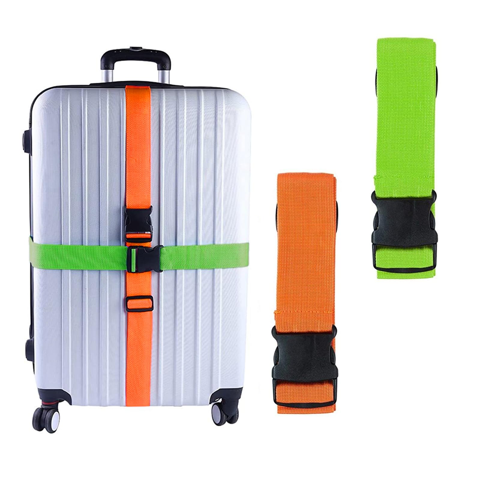 SSKHE 2 Stücke Travel Kofferband Gurt Schwerlast,Personalisierter Koffergurt,Luggage Strap,Gepäckgurt Koffer,Gurt Koffer Band,Koffergurte farbig,Koffergurt Set(Orange und Grün) von SSKHE