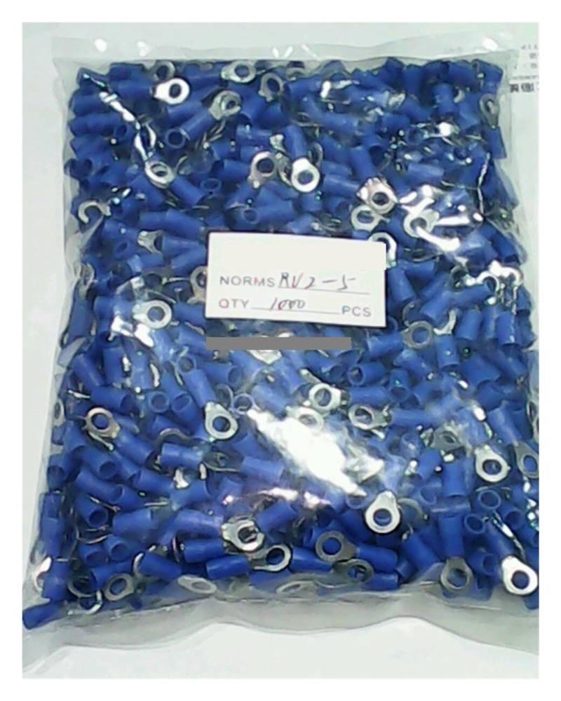 1000pcs RV2-5#10 pre-insulating ring terminal AWG16-14 1.5-2.5MM2 wire connector von SSOPTMCB