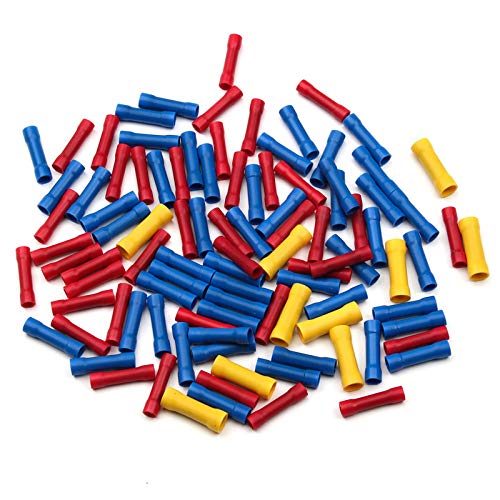 100pcs BV1.25 BV2.5 BV5.5 Insulated Crimp Terminals Connectors Seal Butt Electrical Wire Cable Crimping Terminal Assortment Kit von SSOPTMCB