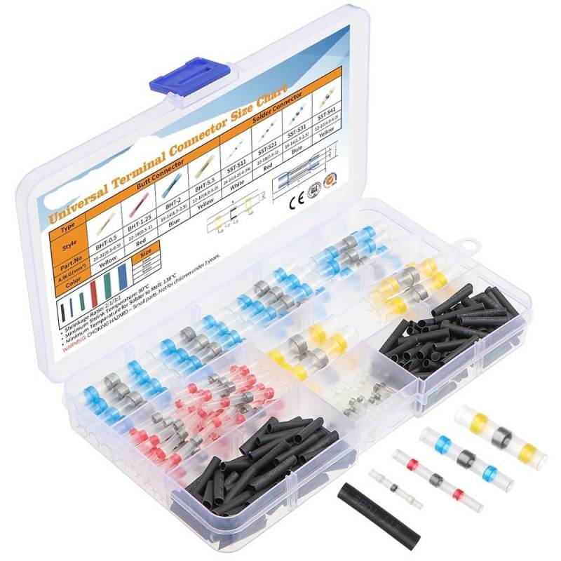 100pcs Heat Shrink Butt Wire Connectors Terminals Waterproof Solder Seal Sleeve Tube Wire Cable Splice Terminal von SSOPTMCB