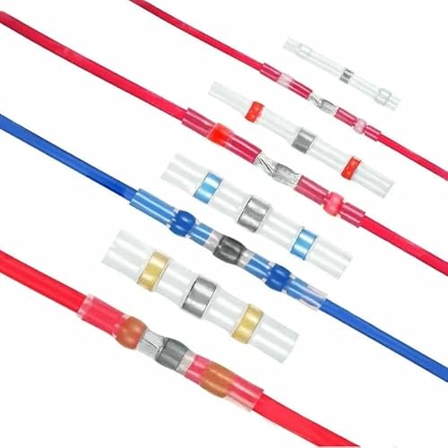 100pcs Solder Seal Wire Connectors Heat Shrink Insulated Electrical Wire Terminals Butt Splice Cable Crimp von SSOPTMCB