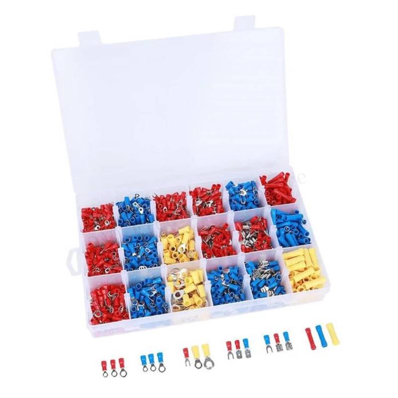 1200pcs Electrical Connectors, Insulated Crimp Terminals, Mixed Assorted Lug Kit Ring Fork Spade Butt Connector Set von SSOPTMCB