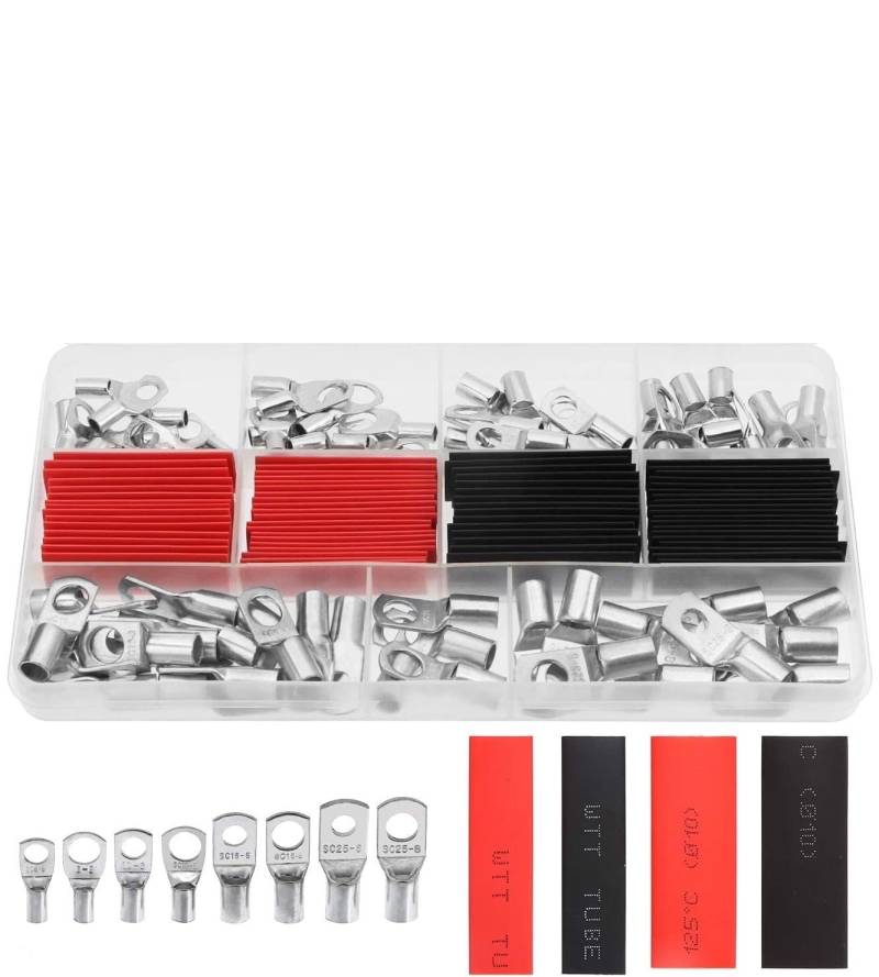 140pcs Bolt Hole Tinned Copper Terminals Wire Connector Cable Lugs Ring SC Terminals Set Marine Cold-Pressed Crimp von SSOPTMCB