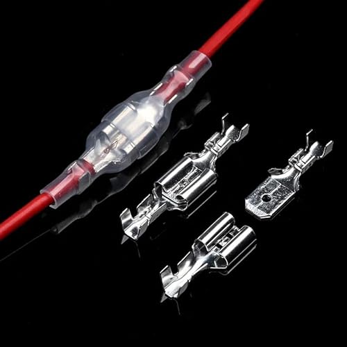 200Pcs 6.3mm Wire Connectors Terminal Assorted Kit Crimp Female/Male Spade Terminals With Transparent Insulating Sleeves von SSOPTMCB