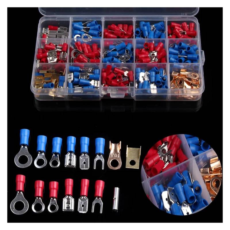 300pcs/Set Assorted Insulated Crimp Terminator Electrical Cable Wire Rolled Copper Terminals Red Blue Butt Connectors Kit von SSOPTMCB