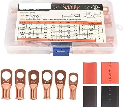 40pcs SC Tinned Copper Lug Ring Wire Connectors Cable Terminal w/Heat Shrinkable Tube von SSOPTMCB