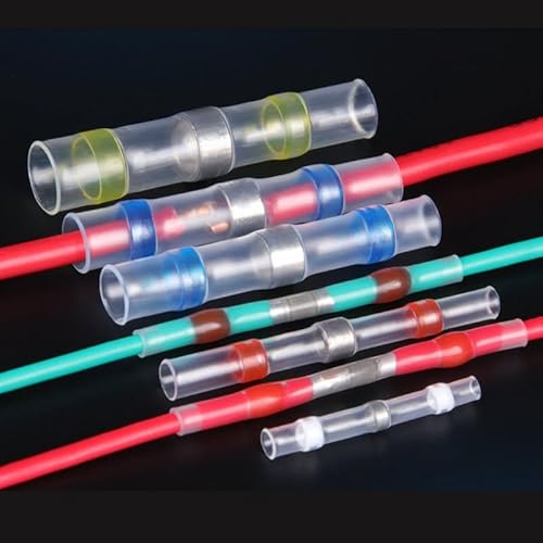 50pcs Solder Seal Wire Connectors Kit Heat Shrink Butt Terminals Connectors Waterproof Insulated Splice Cable Connector von SSOPTMCB