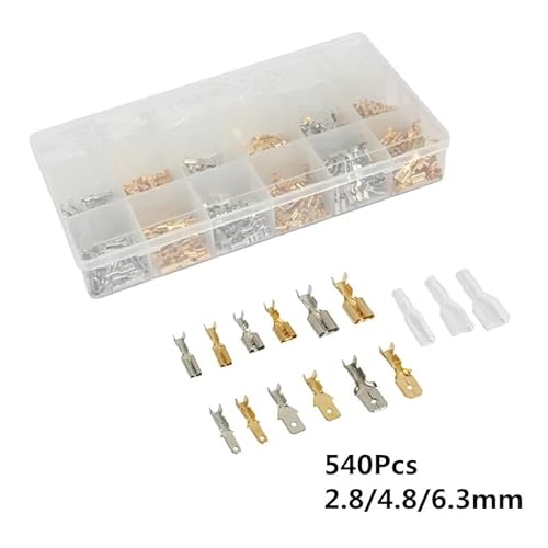 540Pcs Assorted 2.8/4.8/6.3mm Female Male Terminals Electrical Spade Wire Butt Connectors Lugs Cable Splice Crimp Terminals Kit von SSOPTMCB