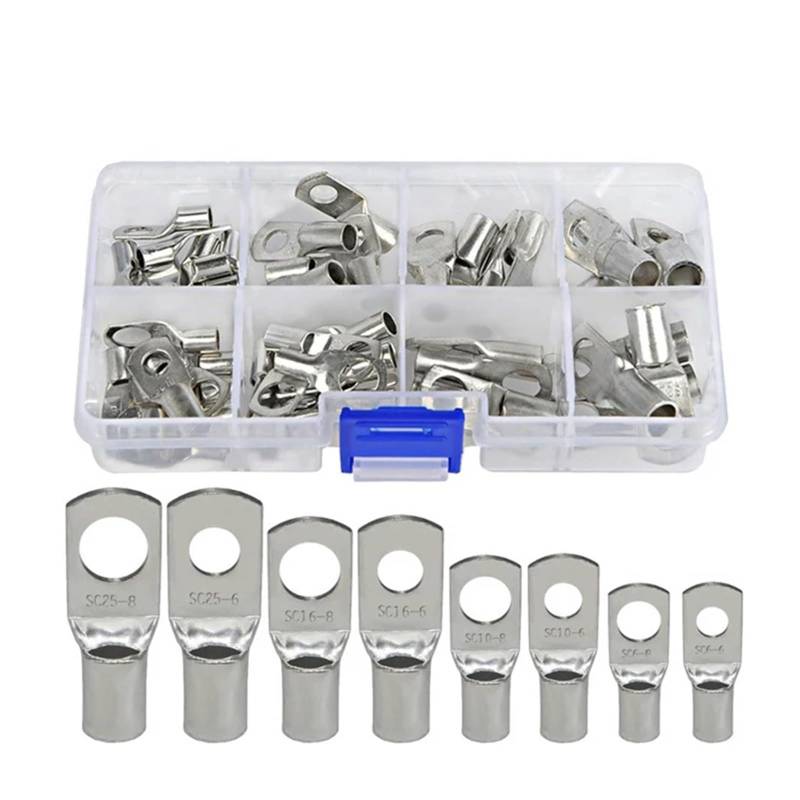 60pcs SC Copper Lug Terminal Ring with HX-50B Battery Cable Lug Crimping Pliers for SC Electrical Wire Connector Terminals von SSOPTMCB