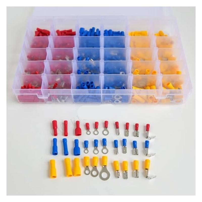 720PCS Assorted Insulated Electrical Wire Crimp Cable Connector Spade Butt Ring Fork Set Ring Lugs Rolled Terminals Kit von SSOPTMCB
