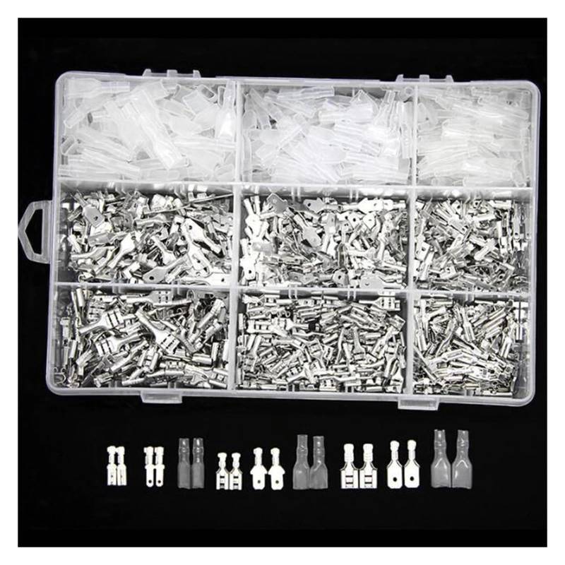 900Pcs/Set Insulated Electrical Wire Crimp Terminals 2.8/4.8/6.3mm Spade Connectors Assortment Kit with Box von SSOPTMCB