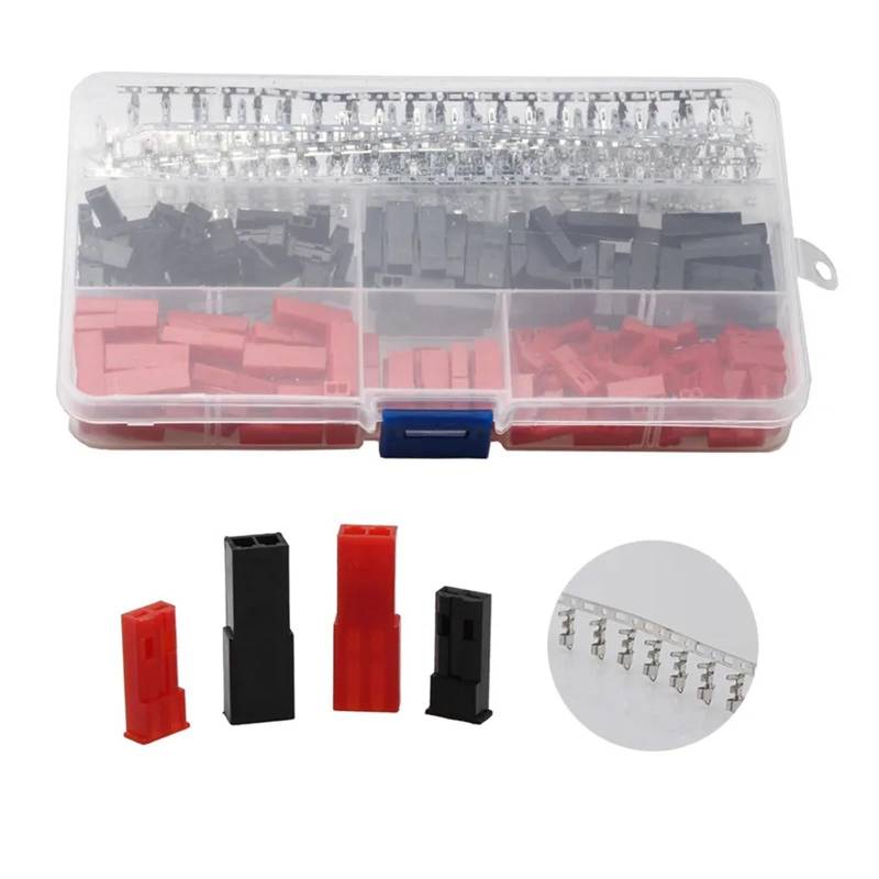 YT 600Pcs 2.54mm Connectors Red Black Male&Female Electrical Jumper Cable Wire Connectors Crimp Pin Connector von SSOPTMCB