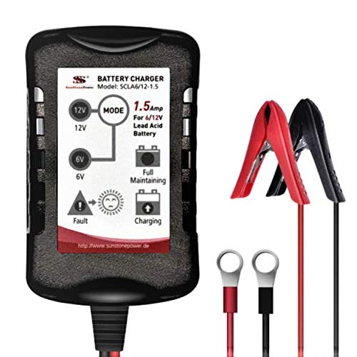 SSSUNSTONEPOWER Sunstone Power 6V 12V 1,5A Batterieladegerät Charger für Auto Motorrad KFZ Wet AGM Gel Blei-Säure Batterie SSSUNSTONEPOWER Sunstone Power 6V 12V 1,5A Batterieladegerät Charger für Auto Motorrad KFZ Wet AGM Gel Blei-Säure Batterie von SSSUNSTONEPOWER