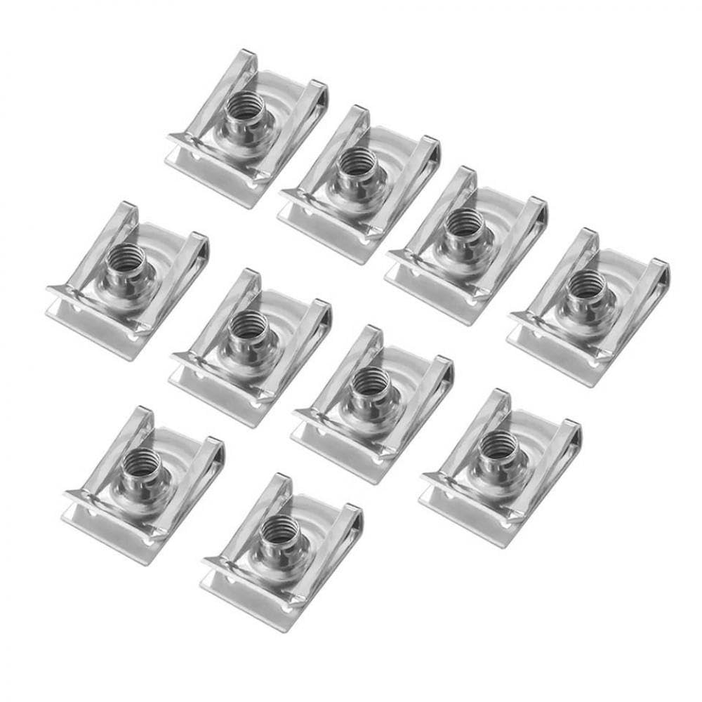 10 Pack Verschiedene Clip -Muttern M4 M5 M6 M8 Edelstahl Reed U -Muttern Geschwindigkeitsclip -Befestigungselemente Kompatibel mit Motorräder Autos kompatibel(M6) von SSUMCUWR