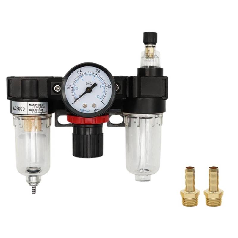 AC2000-02 Druckregler mit Messgerät Kompatibel mit Luftkompressoren Wasserfiltration und Feuchtigkeitsabtrennung(BT 8mm Fitting) von SSUMCUWR