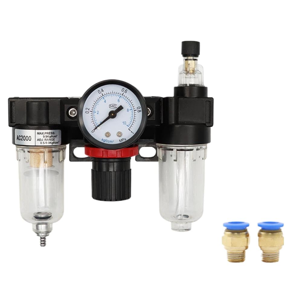 AC2000-02 Druckregler mit Messgerät Kompatibel mit Luftkompressoren Wasserfiltration und Feuchtigkeitsabtrennung(PC 10mm Fitting) von SSUMCUWR