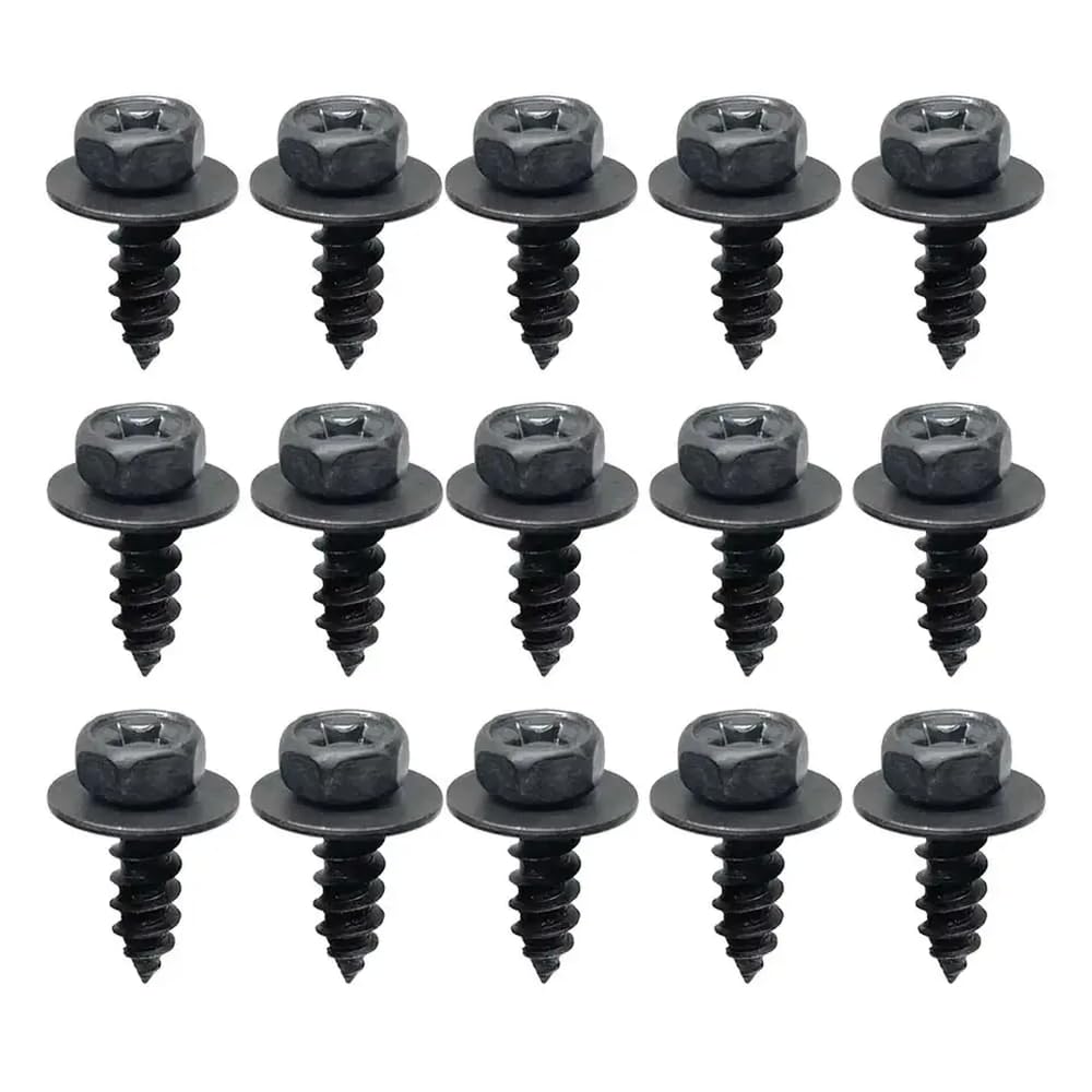 Schwarze Selbstschachtelschrauben Sechskantschrauben mit Waschmaschine M6 6 mm kompatibel mit Auto Motorrad-Stoßfänger Kotflügelmotorenschutz(15pcs) von SSUMCUWR