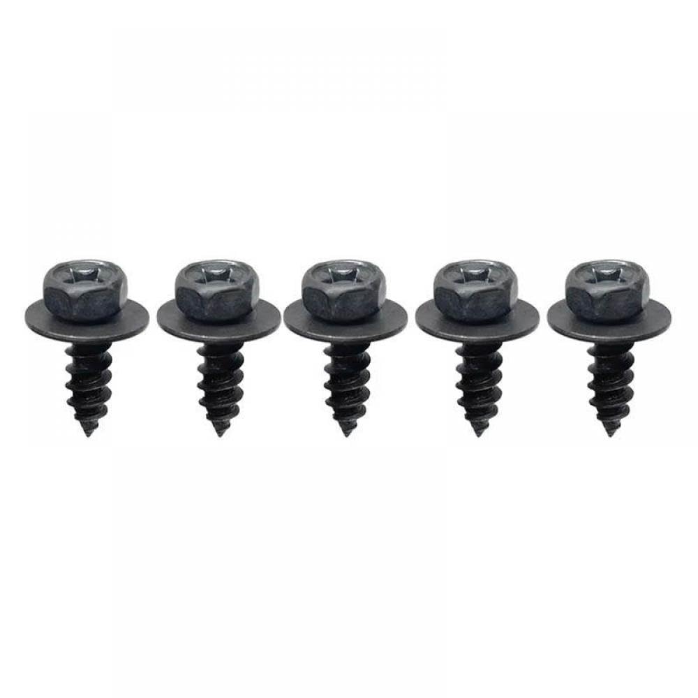 Schwarze Selbstschachtelschrauben Sechskantschrauben mit Waschmaschine M6 6 mm kompatibel mit Auto Motorrad-Stoßfänger Kotflügelmotorenschutz(5pcs) von SSUMCUWR