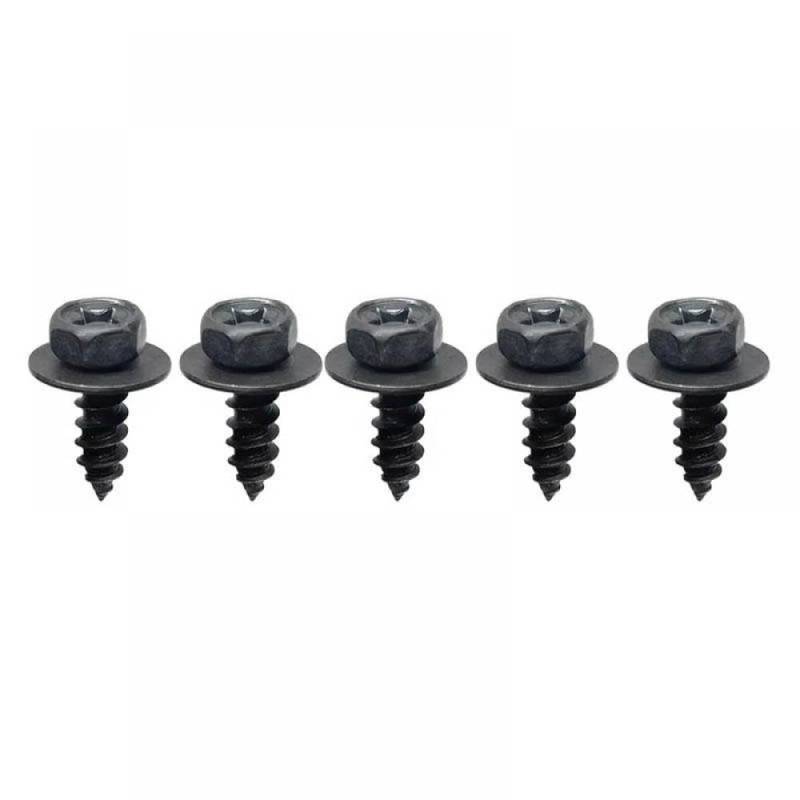 Schwarze Selbstschachtelschrauben Sechskantschrauben mit Waschmaschine M6 6 mm kompatibel mit Auto Motorrad-Stoßfänger Kotflügelmotorenschutz(5pcs) von SSUMCUWR