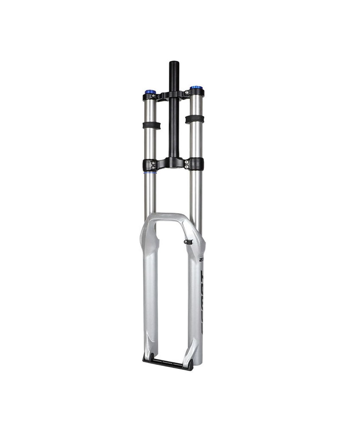 Federgabel Geeignet Für Mountainbikes 26 27,5 29 Zoll Aluminiumlegierung Silber Doppelschulter Stoßdämpfende Luftdruck-Vorderradgabel StoßDäMpfer An Der Vorderradgabel(26 inches) von SSUYGF