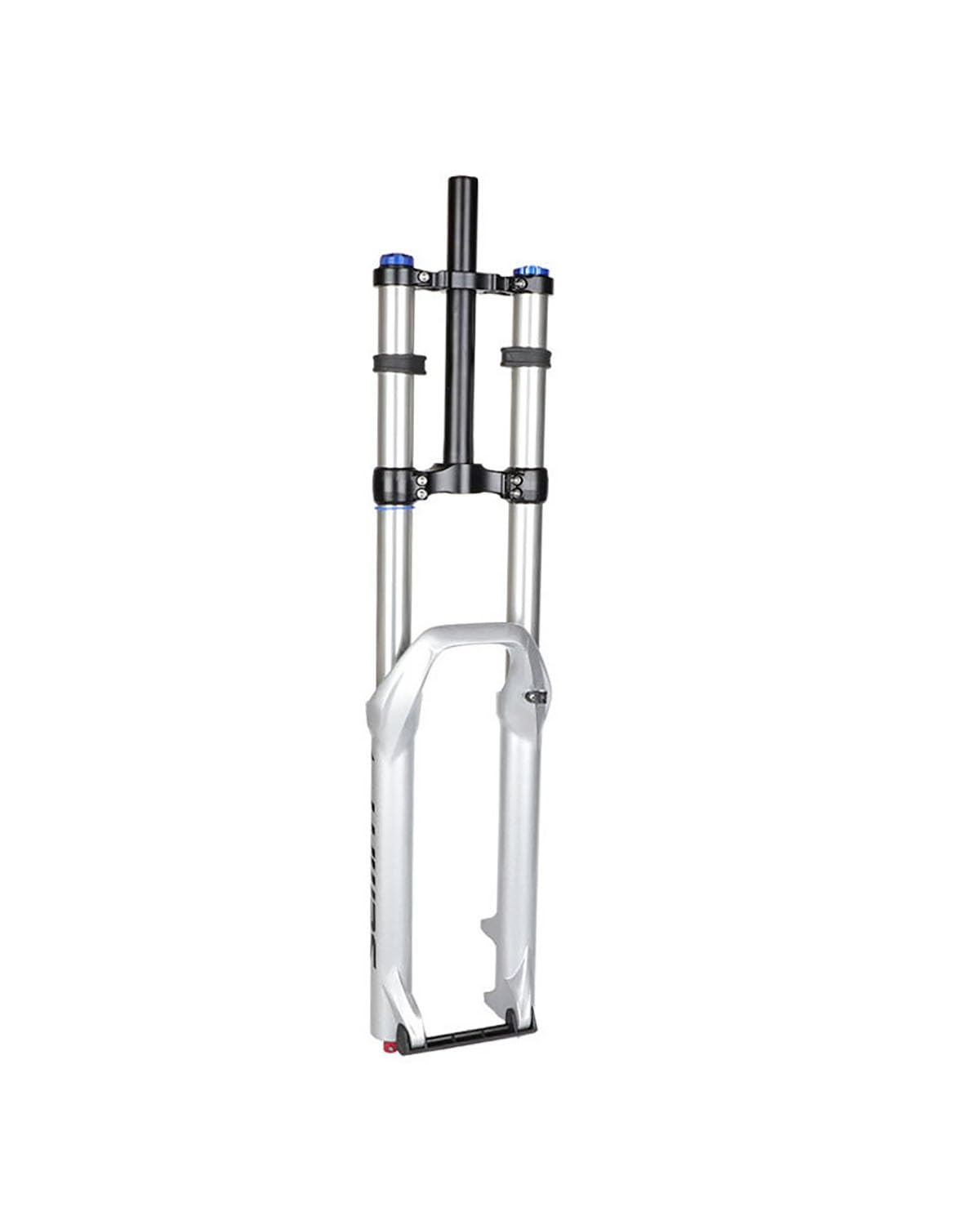 Federgabel Geeignet Für Mountainbikes 26 27,5 29 Zoll Aluminiumlegierung Silber Doppelschulter Stoßdämpfende Luftdruck-Vorderradgabel StoßDäMpfer An Der Vorderradgabel(27.5 inches) von SSUYGF