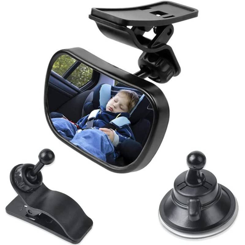 Rücksitzspiegel,Rücksitzspiegel Baby,Babyauto Rückspiegel,88×55mm,360° Drehung Einstellbar,Rücksitzspiegel Baby Auto,Für Kleinkinder,Kinder,Fondpassagiere(Schwarz) von SSyang