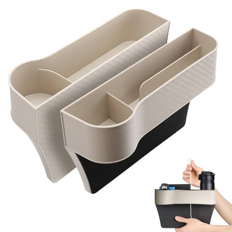 SSyang Auto Aufbewahrungsbox für Sitz und Mittelkonsole, 25.8 * 6.1 * 16.4cm, Einfache und Schnelle Installation, für Aufbewahrung im Auto (Beige) von SSyang