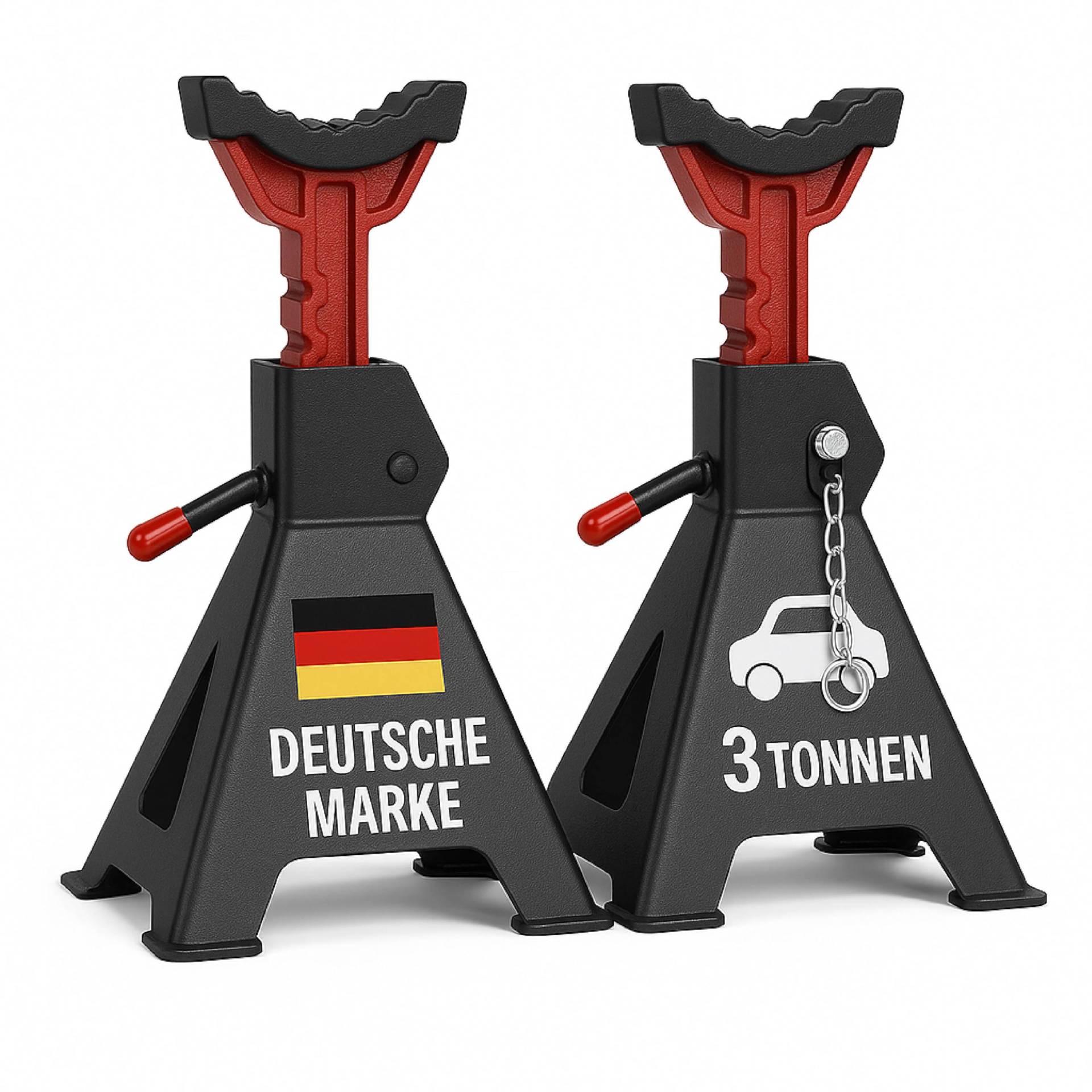 Stahlmann® Unterstellbock 3T Tragkraft im 2er Set – Höhenverstellbar 28–42,5 cm mit Sicherungssplint – Robuste Gusseisen Wagenheber Stützböcke für PKW, SUV & Kleintransporter (4 Stück / 6 Tonnen) von STAHLMANN
