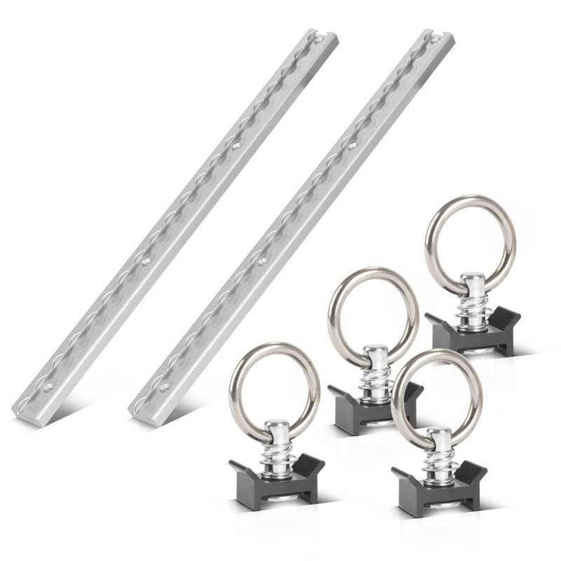 STAHLWERK Zurrschienen 2er Set mit Zurrösen 50 cm Airlineschienen aus Aluminium mit integrierten Bohrlöchern zur Ladungssicherung beim Transport von STAHLWERK
